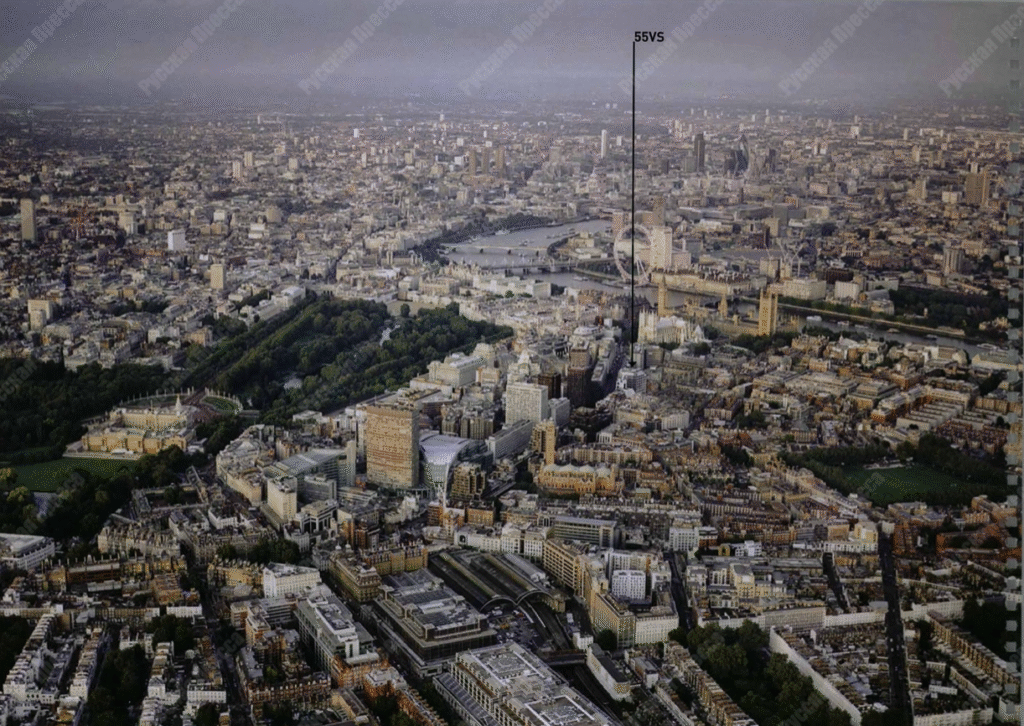 Фантастическая локация здания на 55 Victoria Street (London). Вид с высоты
